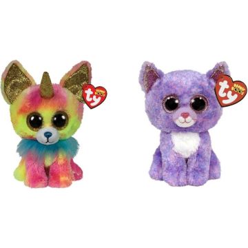 Ty - Knuffel - Beanie Boo's - Yips Chihuahua &amp; Cassidy Cat