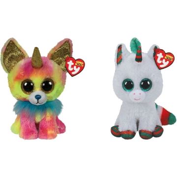 Ty - Knuffel - Beanie Boo's - Yips Chihuahua &amp; Christmas Unicorn