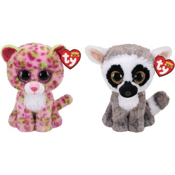 Ty - Knuffel - Beanie Boo's - Lainey Leopard &amp; Linus Lemur