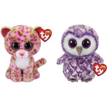 Ty - Knuffel - Beanie Boo's - Lainey Leopard &amp; Moonlight Owl