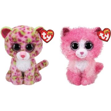 Ty - Knuffel - Beanie Boo's - Lainey Leopard &amp; Reagan Cat