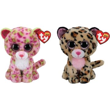 Ty - Knuffel - Beanie Boo's - Lainey Leopard &amp; Livvie Leopard