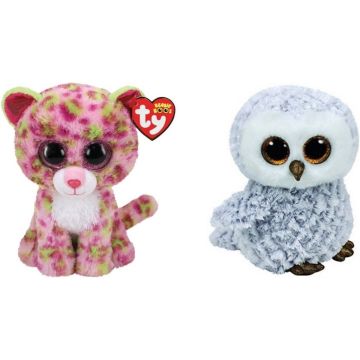 Ty - Knuffel - Beanie Boo's - Lainey Leopard &amp; Owlette Owl
