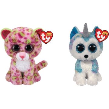 Ty - Knuffel - Beanie Boo's - Lainey Leopard &amp; Helena Husky