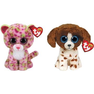 Ty - Knuffel - Beanie Boo's - Lainey Leopard &amp; Muddles Dog