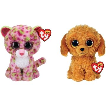 Ty - Knuffel - Beanie Boo's - Lainey Leopard &amp; Golden Doodle Dog