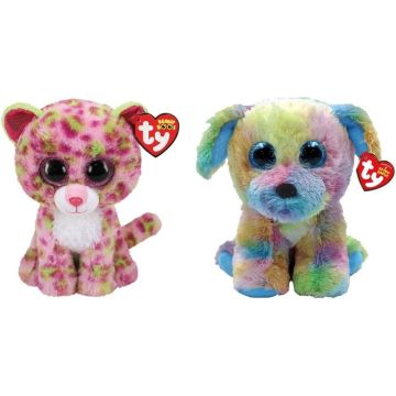 Ty - Knuffel - Beanie Boo's - Lainey Leopard &amp; Max Dog