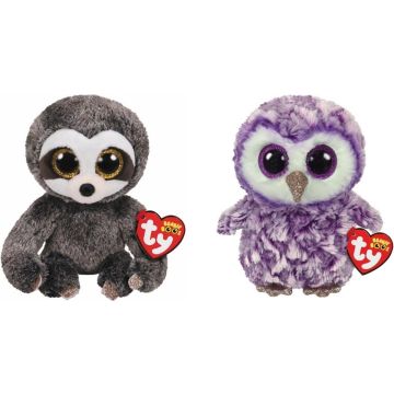 Ty - Knuffel - Beanie Boo's - Dangler Sloth &amp; Moonlight Owl