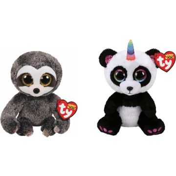 Ty - Knuffel - Beanie Boo's - Dangler Sloth &amp; Paris Panda