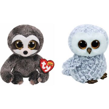 Ty - Knuffel - Beanie Boo's - Dangler Sloth &amp; Owlette Owl