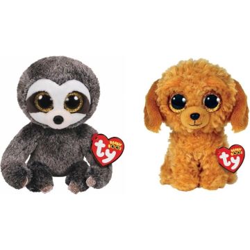 Ty - Knuffel - Beanie Boo's - Dangler Sloth &amp; Golden Doodle Dog