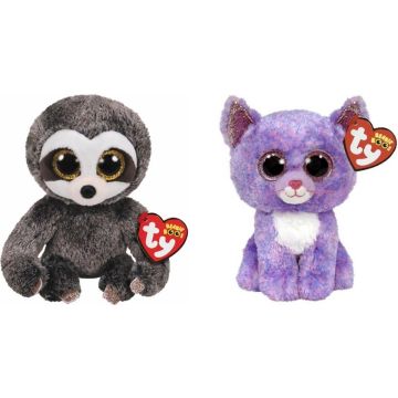 Ty - Knuffel - Beanie Boo's - Dangler Sloth &amp; Cassidy Cat