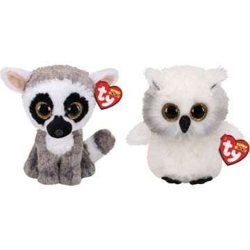 Ty - Knuffel - Beanie Boo's - Linus Lemur &amp; Austin Owl