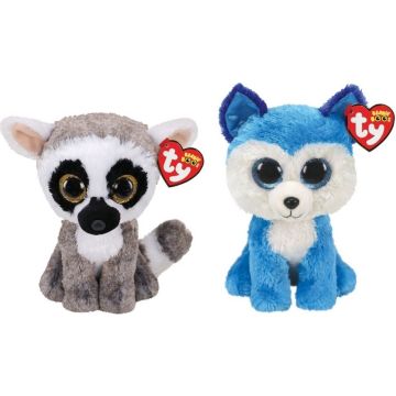 Ty - Knuffel - Beanie Boo's - Linus Lemur &amp; Prince Husky