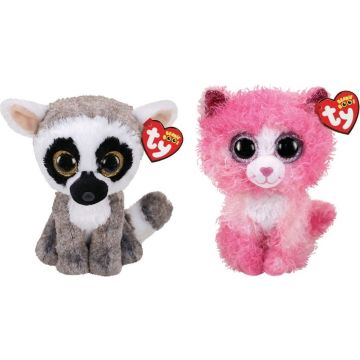 Ty - Knuffel - Beanie Boo's - Linus Lemur &amp; Reagon Cat