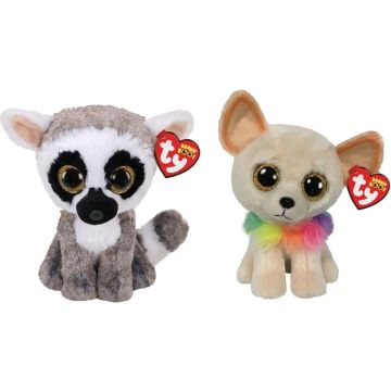 Ty - Knuffel - Beanie Boo's - Linus Lemur &amp; Chewey Chihuahua