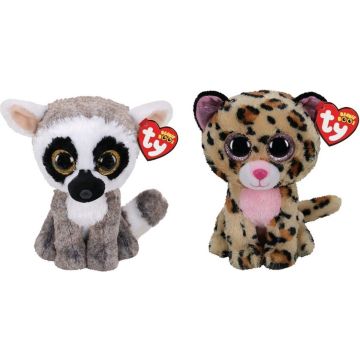 Ty - Knuffel - Beanie Boo's - Linus Lemur &amp; Livvie Leopard