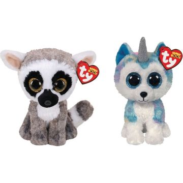 Ty - Knuffel - Beanie Boo's - Linus Lemur &amp; Helena Husky