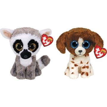 Ty - Knuffel - Beanie Boo's - Linus Lemur &amp; Muddles Dog