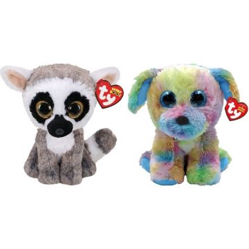 Ty - Knuffel - Beanie Boo's - Linus Lemur &amp; Max Dog