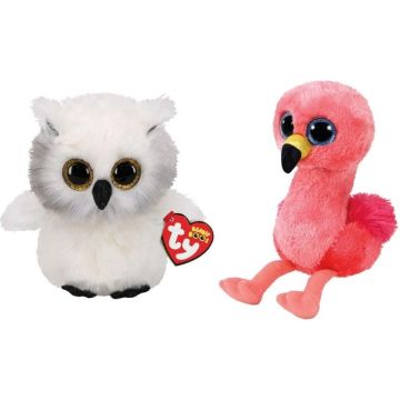 Ty - Knuffel - Beanie Boo's - Ausitin Owl &amp; Gilda Flamingo