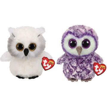 Ty - Knuffel - Beanie Boo's - Ausitin Owl &amp; Moonlight Owl