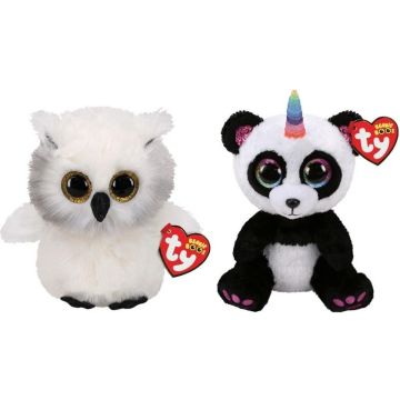 Ty - Knuffel - Beanie Boo's - Ausitin Owl &amp; Paris Panda