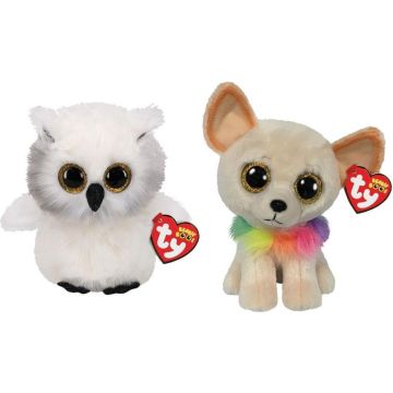 Ty - Knuffel - Beanie Boo's - Ausitin Owl &amp; Chewey Chihuahua