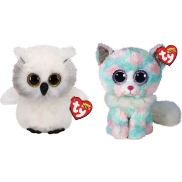 Ty - Knuffel - Beanie Boo's - Ausitin Owl &amp; Opal Cat