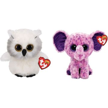 Ty - Knuffel - Beanie Boo's - Ausitin Owl &amp; Eva Elephant