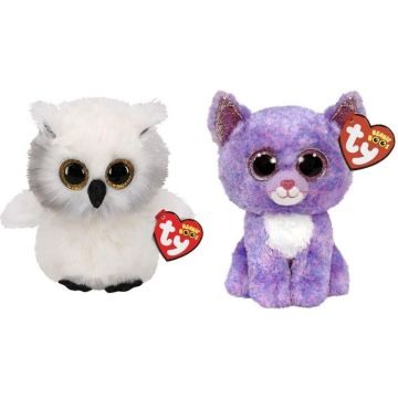 Ty - Knuffel - Beanie Boo's - Ausitin Owl &amp; Cassidy Cat