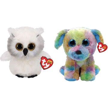 Ty - Knuffel - Beanie Boo's - Ausitin Owl &amp; Max Dog