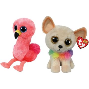 Ty - Knuffel - Beanie Boo's - Gilda Flamingo &amp; Chewey Chihuahua
