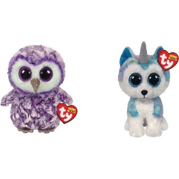 Ty - Knuffel - Beanie Boo's - Moonlight Owl &amp; Helena Husky