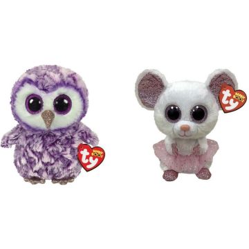 Ty - Knuffel - Beanie Boo's - Moonlight Owl &amp; Nina Mouse