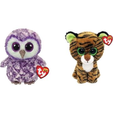 Ty - Knuffel - Beanie Boo's - Moonlight Owl &amp; Tiggy Tiger