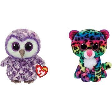 Ty - Knuffel - Beanie Boo's - Moonlight Owl &amp; Dotty Leopard