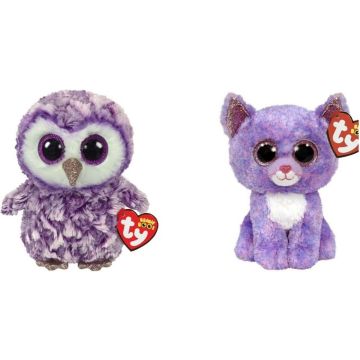 Ty - Knuffel - Beanie Boo's - Moonlight Owl &amp; Cassidy Cat