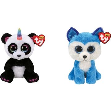 Ty - Knuffel - Beanie Boo's - Paris Panda &amp; Prince Husky