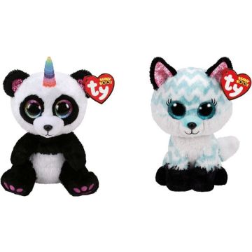 Ty - Knuffel - Beanie Boo's - Paris Panda &amp; Atlas Fox