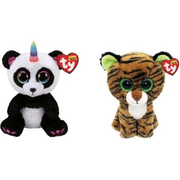 Ty - Knuffel - Beanie Boo's - Paris Panda &amp; Tiggy Tiger