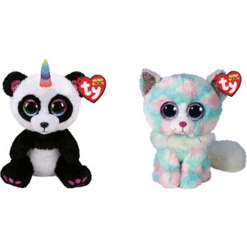 Ty - Knuffel - Beanie Boo's - Paris Panda &amp; Opal Cat