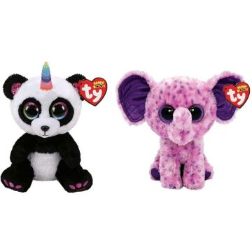 Ty - Knuffel - Beanie Boo's - Paris Panda &amp; Eva Elephant