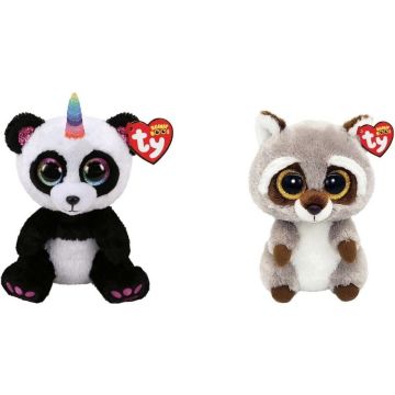 Ty - Knuffel - Beanie Boo's - Paris Panda &amp; Racoon