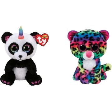 Ty - Knuffel - Beanie Boo's - Paris Panda &amp; Dotty Leopard