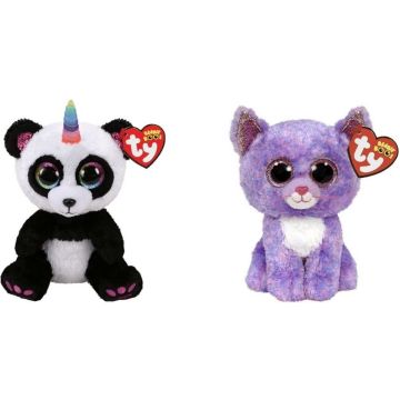 Ty - Knuffel - Beanie Boo's - Paris Panda &amp; Cassidy Cat