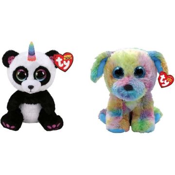 Ty - Knuffel - Beanie Boo's - Paris Panda &amp; Max Dog