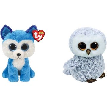 Ty - Knuffel - Beanie Boo's - Prince Husky &amp; Owlette Owl