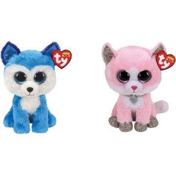 Ty - Knuffel - Beanie Boo's - Prince Husky &amp; Fiona Pink Cat