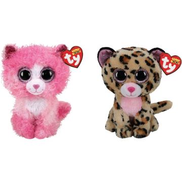 Ty - Knuffel - Beanie Boo's - Reagan Cat &amp; Livvie Leopard